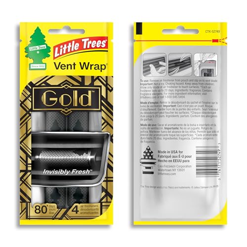 Image of LITTLE TREES Car Air Freshener | Vent Wrap Provides Long Lasting Scent, Invisibly Fresh | 16 Air Fresheners | Gold