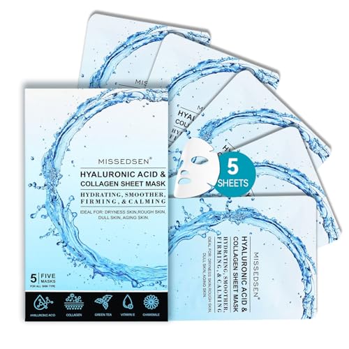 Collagen Face Mask with Hyaluronic Acid, Vitamin E Oil for Skin C...