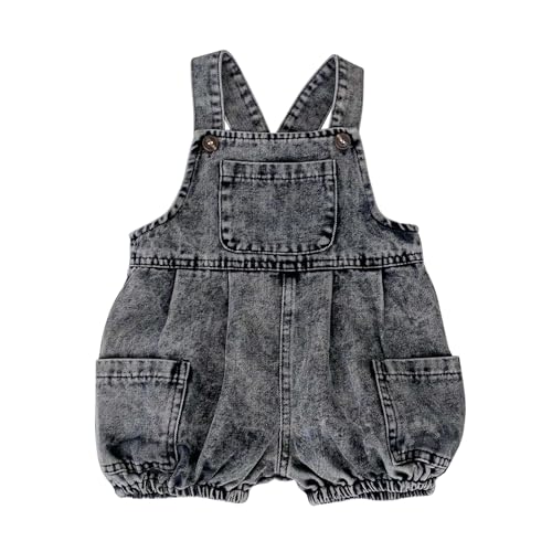 HOOLCHEAN Baby Girls and Boys Summer Denim Shortalls Dark Gray