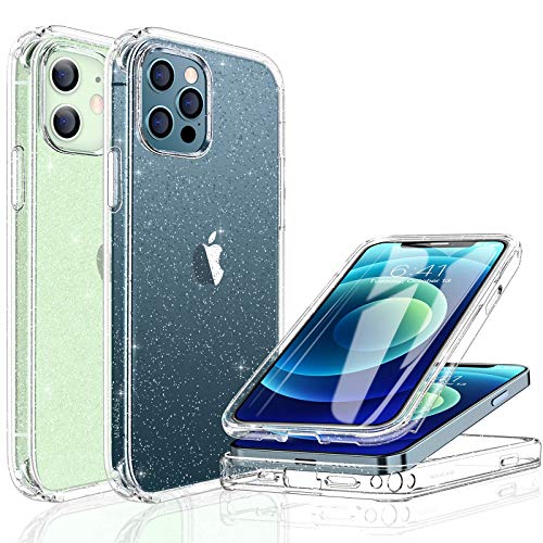 Miracase Glass+ Glitter Clear Protective Case Compatible with iPhone 12/iPhone 12 pro 6.1