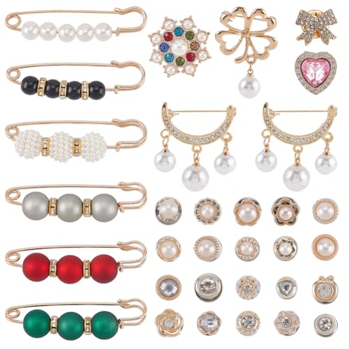 SOFPLATE 62 Stück Sockenschmuck Charms Perlen Schuhbroschen Legierung Elegant Bunt Herz Strass Schleife Sicherheits Taillenspanner Anhänger Charms Pins Kits Für Socken Schuhe Hosen Hüte Kleidung DIY D