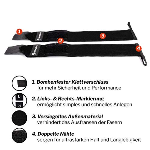 Zughaken Krafttraining mit Handgelenkbandagen und Zughilfen Set
