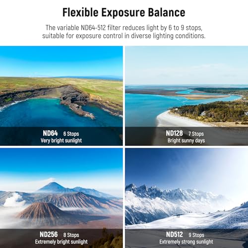 Image of NEEWER Variable ND Filter Compatible with DJI Mini 4 Pro, ND64-512 6-9 Stops Multicoated HD Optical Glass Drone Camera Lens Video Recording Aerial Photography Accessories