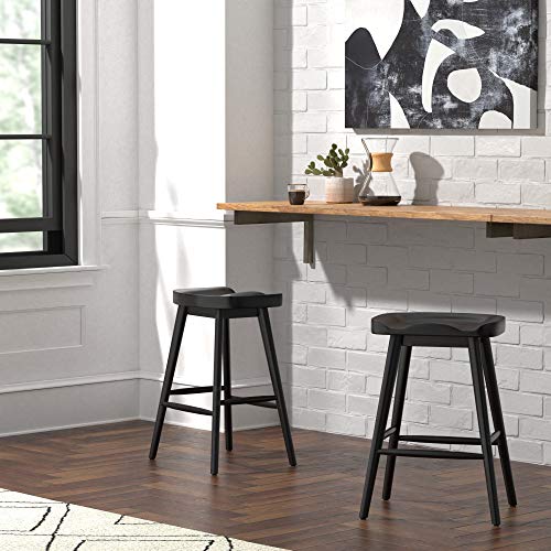 Amazon Brand - Rivet Modern Kitchen Height Bar Counter Stool, Birch Wood, Black, 24"H - Image 6