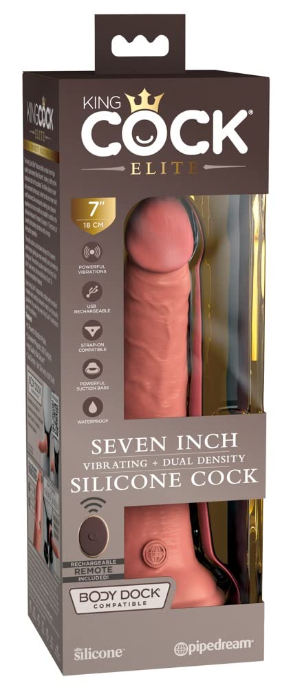 King Cock 7" Vibrating Silicone Dual Density Cock with Remote Light 7 Pollici