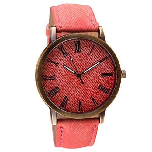 Toamen Unisexo Reloj De Pulsera Retro De Vaquero Reloj De Pulsera De Cuarzo AnalóGico De Cuero De Vaquero (G)