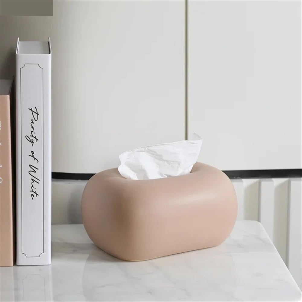 Kreatywne okrągłe narożne pudełko na chusteczki stolik kawowy dekoracja biurka minimalizm ceramiczne pudełko na chusteczki stolik nocny pokrowiec na ręcznik papierowy (delikatny żółty)