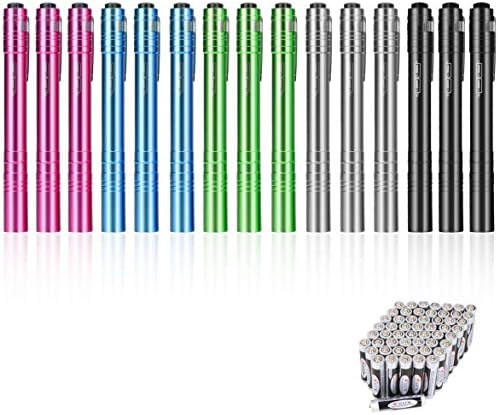 SEAMAGIC 15-Pack LED Penlight - Pocket Bulk Pen Light Flashlight with Clip, with Clip, 30-Piece Dry Batteries Included, Bulk Pen Light for Inspection, Repairing, Camping and Training Course (15-Pack)