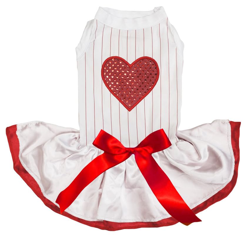 Robe pour chien à rayures blanches et rouges idéale pour les fêtes de famille