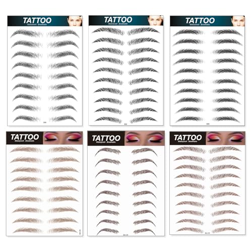 KOQAIIZ 6 Feuilles Faux Sourcils, Tatouage Sourcil, Eyebrow Tattoos Stickers Autocollant Bionique...