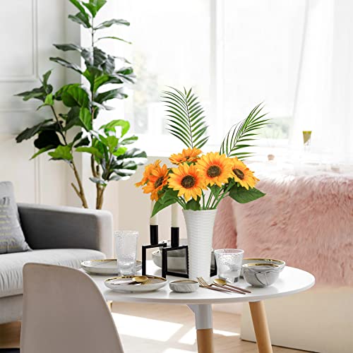 ComSaf Keramische bloemvazen in wit, woondecor vazen rotan stijl ongeglazuurd, verpakking van 3 - Afbeelding 5