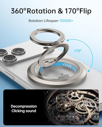 Image of SYNCWIRE Magnetic Phone Ring Holder, for MagSafe Phone Grip Stand Kickstand | 360 Rotation, Double-Sided Magnet, Cell Phone Grip Finger Holder, for iPhone 17 16 15 14 13 12 Pro Max, MagSafe Accessories
