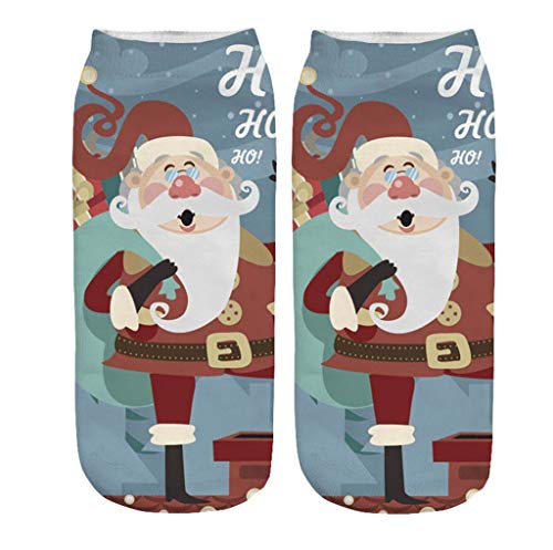 Preisvergleich Produktbild Weihnachtssocken Frauen Knöchel Hässliche Phantasie Weihnachten Gemütliche Socken Santa Elk 3D Druck Kurze Crew Socken