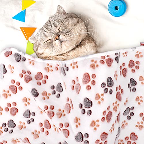 Pedgot 4 Pieces Fluffy Dog Blankets with Paw Print 30 x 20 Inches Soft and Warm Pet Throw Blankets Sleep Bed Mat for… - Image 6