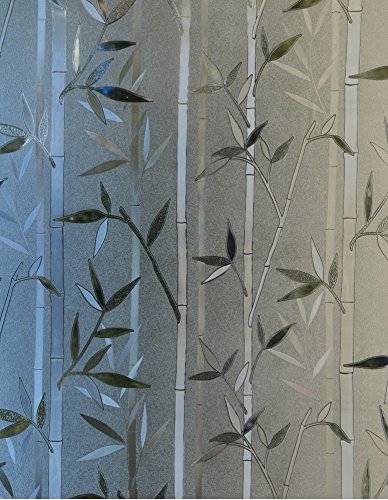 Displayschutzfolie Fenster Schutz des gegenüber und Déco ohne Klebstoff, Statische Zeichnung Bambus, Larg 90 x Long 300 cm