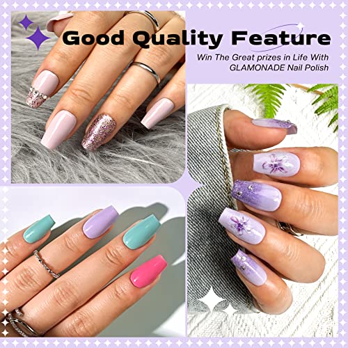 Glamonade Nail Polish Set Non Toxic Water Based Nail Polish Kit-0.24Oz 8 Colors Violet Flower Nail Polish Gift For Girls Women Beginners Friendly #TOP4