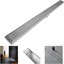 Ralo Linear 5x70 invisível Banheiro Inox Oculto 2 em 1 Coletor Cinza Saídas 40mm com Tela (5cm x 70cm)