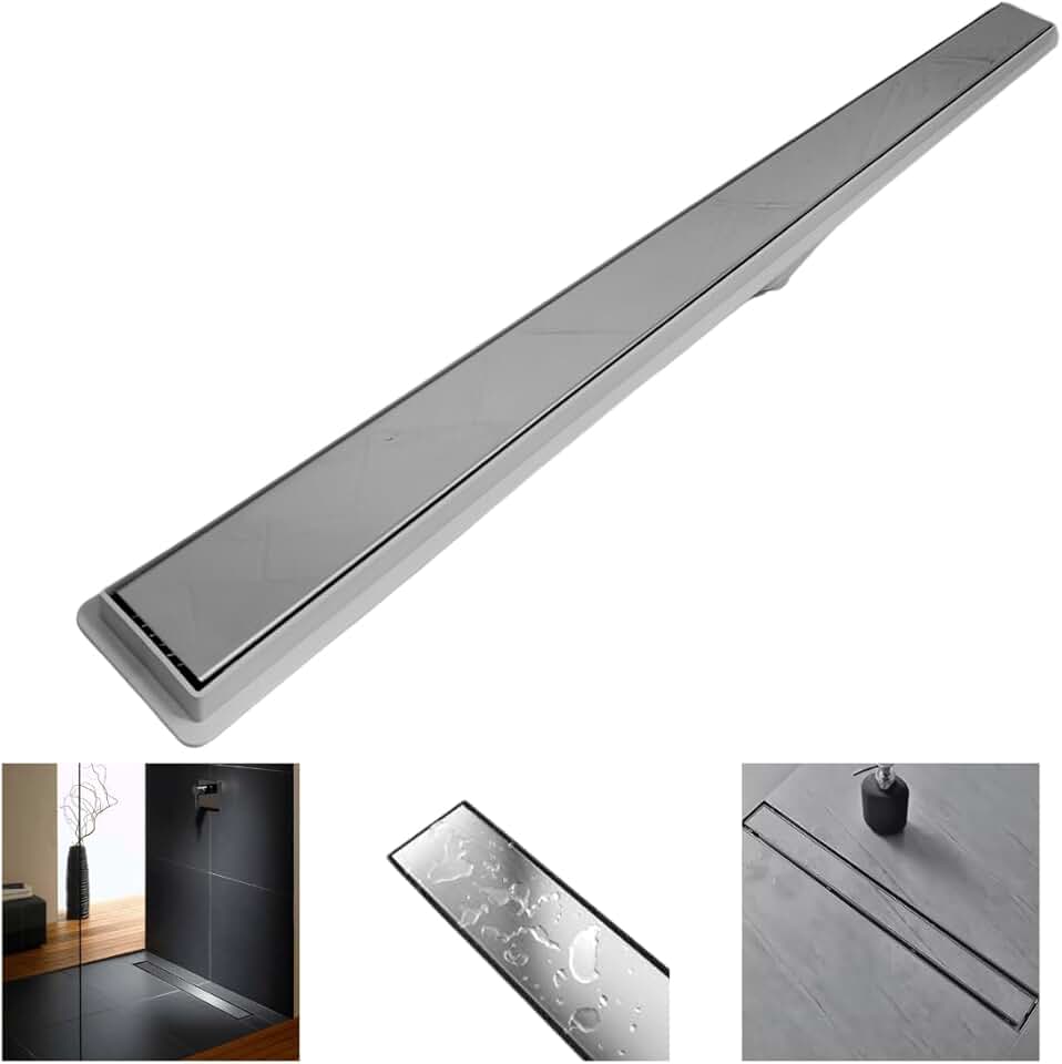 Ralo Linear 5x70 invisível Banheiro Inox Oculto 2 em 1 Coletor Cinza Saídas 40mm com Tela (5cm x 70cm)