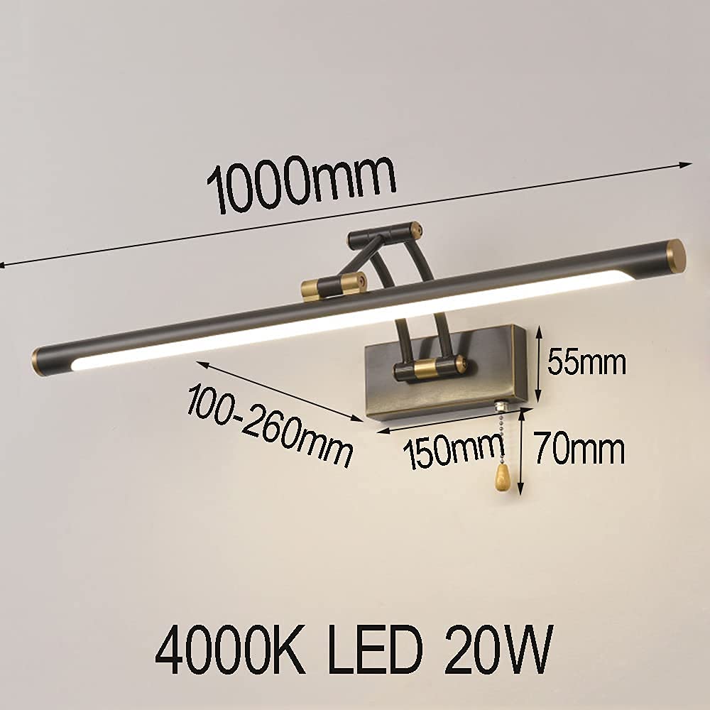 LED Bathroom Mirror Light With Switch, Vintage Brass Bath