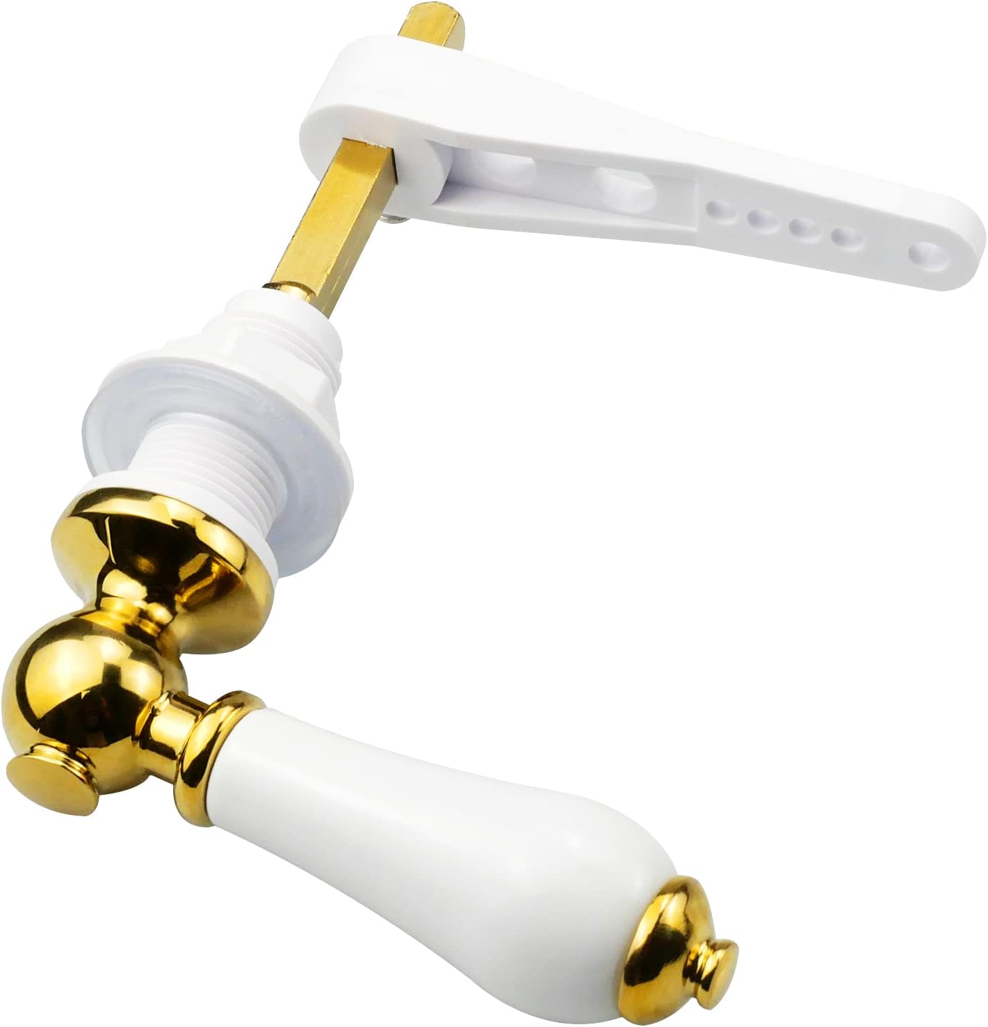 Hinata Gold Plated Metal Toilet Cistern Lever Flush Handle Kit with Adjustable Arm