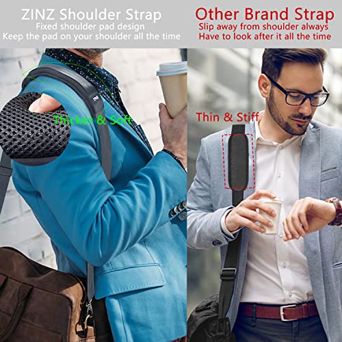 Image of ZINZ Shoulder Strap 78 inch Universal Handbag Strap with Ultra-thick Fixed Padded and Dual Balanced Adjustable Buckles Shoulder Crossbody Strap for Briefcase Messenger Bag Laptop bag Luggage,Dark Gray