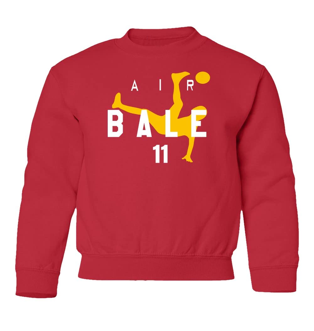 KING THREADS Wales Soccer Player Air Bale Youth Crewneck Sweater (Red, Youth Small)