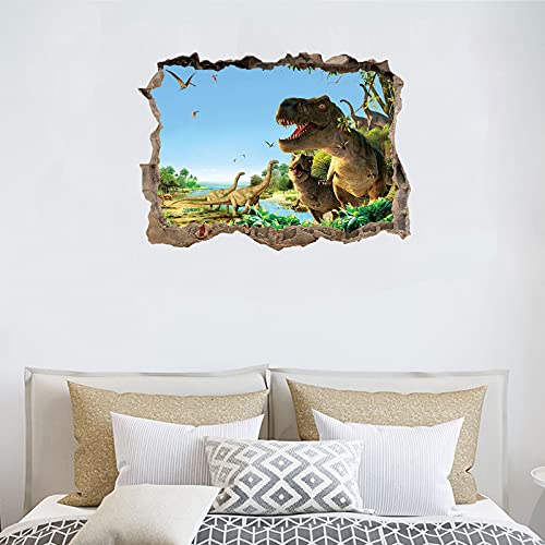 Dinosaur Wall Stickers 3D Watercolour Dinosaur Window Ceiling Decals Decorations Murals Wall Art Decorative Sticker For Kids Living Room Bedroom Nursery Playroom Holiday Jungle Party Decor Supplies #TOP5