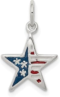 Colar de prata esterlina 925 esmalte bandeira americana estrela pingente colar patriótico joias finas para mulheres presentes para ela, Prata esterlina