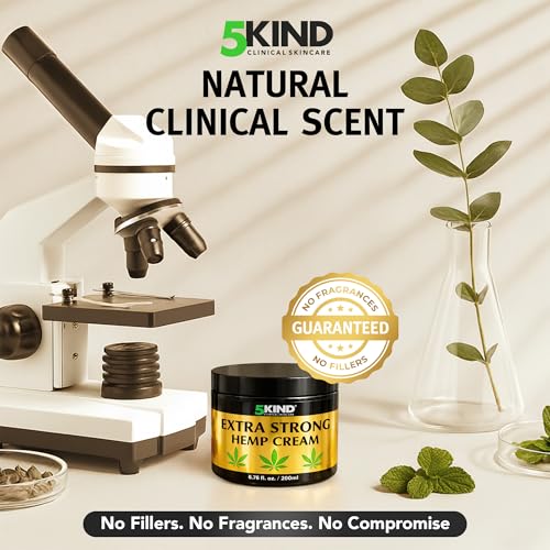 Image of 5Kind Extra Strong Hemp Cream 6.76 fl oz - Maximum Strength | Natural Topical Cream - Muscle Rub for Lower Back, Joints, Neck, Knees, Shoulders