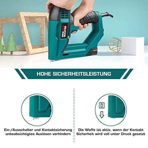 NEU MASTER Elektrotacker, Nagelpistole NTC0060 Elektrische Brad Nailer/Tacker für DIY-Projekte in den Bereichen Polsterung, Zimmerei und Holzbearbeitung, einschließlich 400 Klammern und 200 Nägel