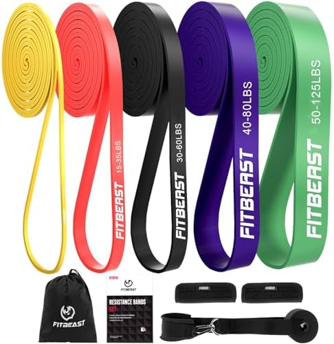 FitBeast Pull Up Bands Set, 5 Different Levels Resistance Band Pu...
