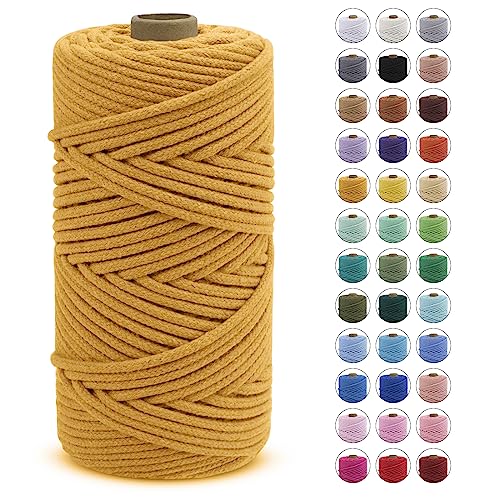 LEREATI Macrame Cord 4mm x 100m, Thick Macrame Rope Natural Cotton Cord Macrame Yarn