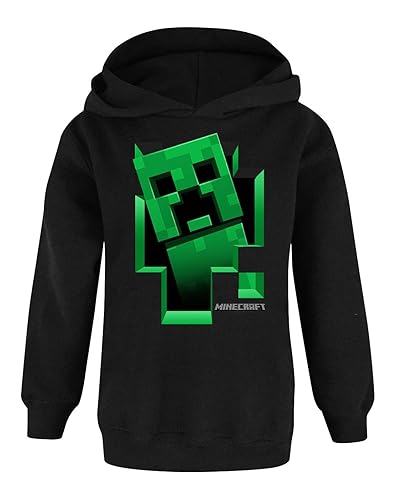 Minecraft Hoodie Boys Kids Gamer Black Creeper Inside Hooded Jumper