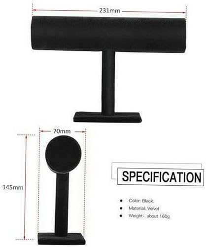 Miniatura 4 de ARTIBETTER Torre de exhibición para estante negro, soporte de barra en T, joyería de niveles, brazalete simple, organizador desmontable en T, collar