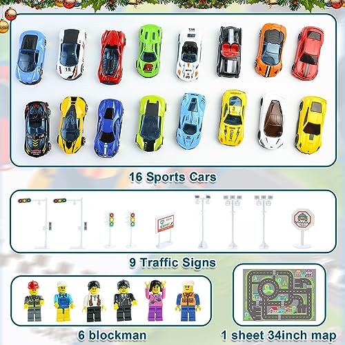 Advent Calendar 2026,Cars 24 Days Christmas Countdown Toys Set, 8 Holiday-Themed Cars And Accessories with Playmat, Gift & Toys for Kids 3 Years Old & Older - image 2