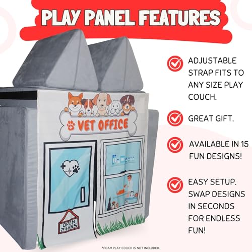 Image of Couch Swag Play Panel for Childrens Foam Sofa Kids Couch (Vet Office)
