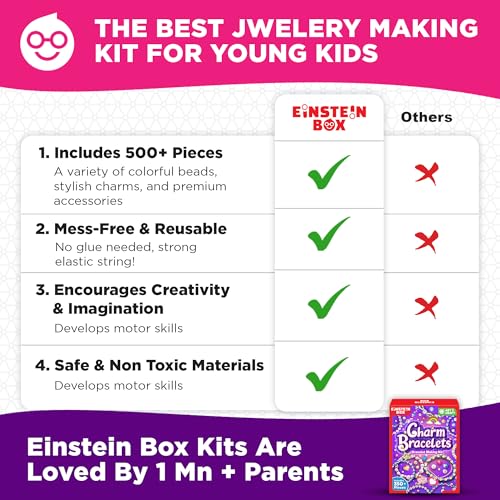 Image of EINSTEIN BOX Bracelet Making Set for Girls 6 to 14 Years Olds with Beads & Charms | Toys & Birthday Gift Ideas for Girls 6,7,8,9,10,11,12,13,14 Years Old |