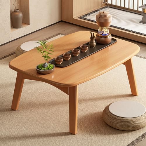 Onxyrbyte Mesa de Tatami Plegable,Mesa de Centro Japonesa Plegable,Mesa de Centro de bambú para Sentarse en el Suelo,Rectangular Mesa de Altar,para Dormitorio,ventanal,salón de té