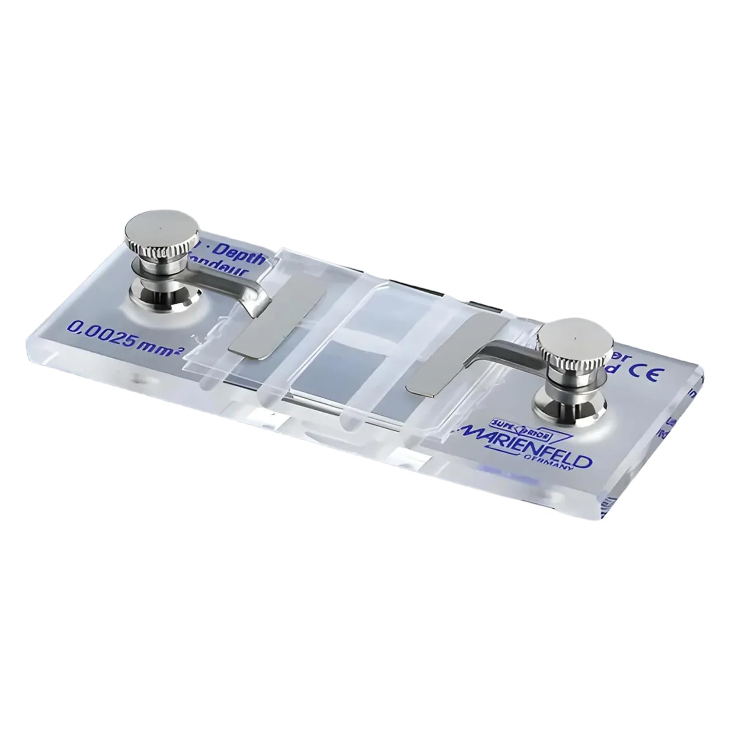 Marienfeld Camera di conteggio superiore in vetro speciale con linea scura con morsetti a molla, sistema Bürker-Türk, profondità 0,1 mm