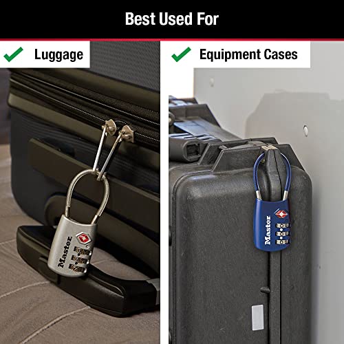 Master Lock Set Your Own Combination TSA Approved Luggage Lock, Travel Zipper Padlock is Perfect for Suitcases, Bags, or Backpacks, 4 Pack, Color May Vary, 4688EC43
