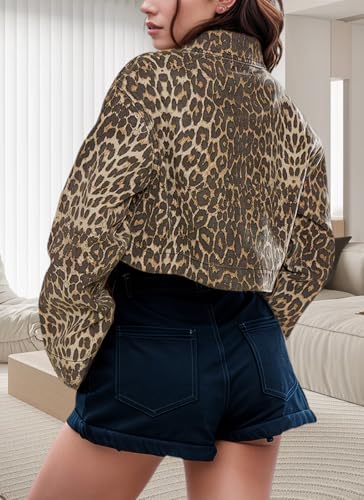 YouSexy Women's Cropped Denim Jacket Long Sleeve Distressed Jean Jackets Coat2