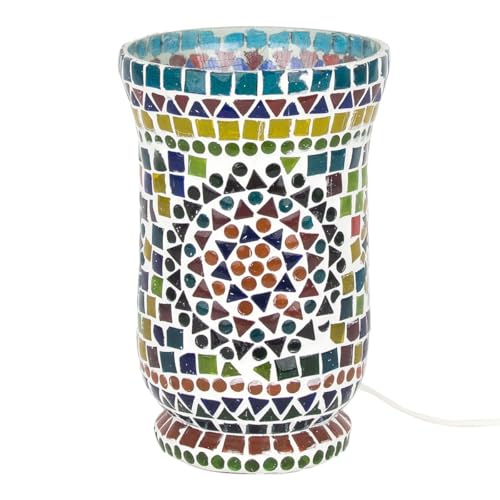 BY SIGRIS Signes Grimalt Lampara Marroquí Sobremesa Multicolor de Cristal Vidrio | Lámpara de Sobremesa Lampara Mesa De Noche Lamparas Marroqui cm