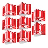T&R Fire Extinguisher Sign, Fire Extinguisher with Down Arrow - 8 Pack - 8 x 6 Inches Acrylic, 4 pre-drilled holes, Includes Matching Screws, Use for Home Office/Business