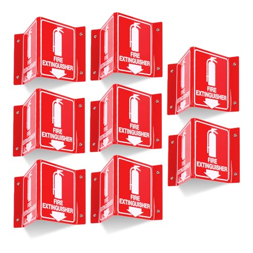 T&R Fire Extinguisher Sign, Fire Extinguisher with Down Arrow - 8 Pack - 8 x 6 Inches Acrylic, 4 pre-drilled holes, Includes Matching Screws, Use for Home Office/Business by T&R - Used condition - US$38.12