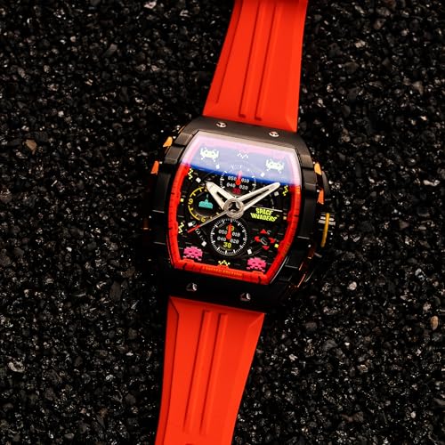Montre chronographe Nubeo Magellan Space Invaders NB-6024-SI bracelet caoutchouc noir