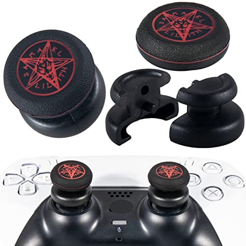 PlayRealm No Falling Off Lot de 2 rallonges de pouce et coque en silicone pour manette PS5 et PS4 Rouge diable Cover