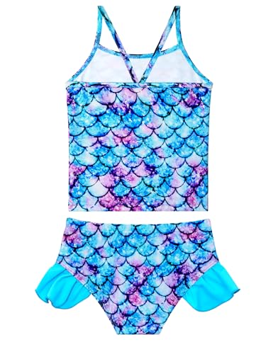 Girls Tankini Swimsuit Two Piece Bathing Suits Set Spaghetti Straps with Ruffled Hem Summer UPF 50+ Bikini Swimwear2