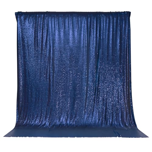 Image of PartyDelight Navy Blue Sequin Backdrop 6x6ft 4 Inch Rod Pocket | Dense 3mm navy blue sequins on mesh backing with 4 inch rod pocket for full body photos ceremony arches party walls and stage