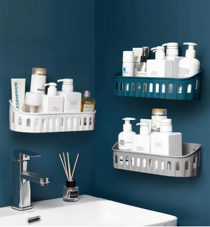 OCRETA Plastic Multipurpose Wall Oval Shelf,Adhesive Sticker Hooks for Wall Holder,Bathroom Storage Rack,Strong Shower Rack, Oval Shape Rack,Bathroom Accessories Organizer Set of 3 (Multicolour) (B0CD266MCY) Amazon Price History, Amazon Price Tracker
