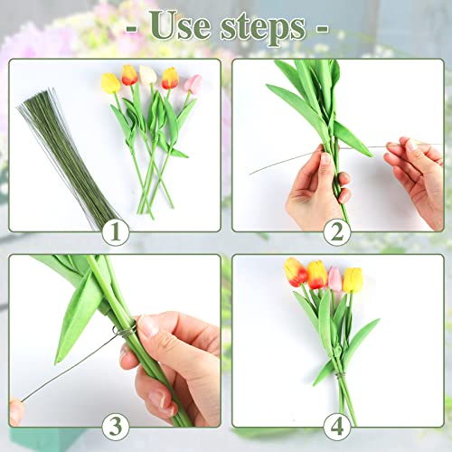 Prudiut 200 Pcs Floral Wire 26 Gauge Crafts Wire Florist Flower Wire Stems Green Floral Wire For Crafts Bouquet Stem Wreath Making Flower Arrangement Supplies (Green,14 Inch) #TOP2